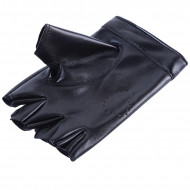 Manusi chic, cu perforatii si decupaj inima, half-fingers, piele ecologica, negre