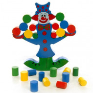 Joc de echilibru Clovnul jongler, Joc din lemn pentru copii.