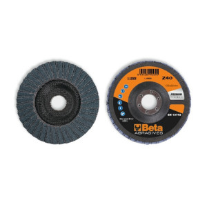 Disc conic dublu lamelar abraziv pentru slefuit, zirconiu, spate fibra de sticla, Ø125mm, TOP LINE 11222B
