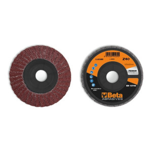 Disc dublu lamelar abraziv din corindon pentru slefuit, spate plastic, Ø125mm, PREMIUM LINE 11232B
