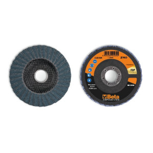Disc dublu lamelar abraziv pentru slefuit, zirconiu, spate fibra de sticla, Ø115mm, TOP LINE 11218A