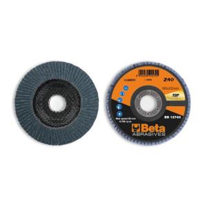 Disc conic lamelar abraziv pentru slefuit, zirconiu, spate fibra de sticla, Ø180mm, TOP LINE 11220C