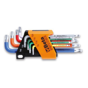 Set de 8 chei imbus în L, cu cap sferic, pentru șuruburi cu cap Torx, 97BTX-C/SC8, colorate