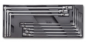 Set tubulare articulate cu maner culisant, 7-19mm in suport termoformatat T63