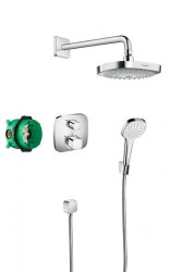 Sistem de dus cu termostat Hansgrohe Design Croma Select E Ecostat E incastrat