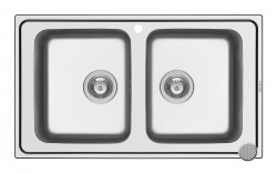 Chiuveta Inox Pyramis ALEA, 86x50 2B, adancime 180mm, montare pe blat, finisaj anticalcar