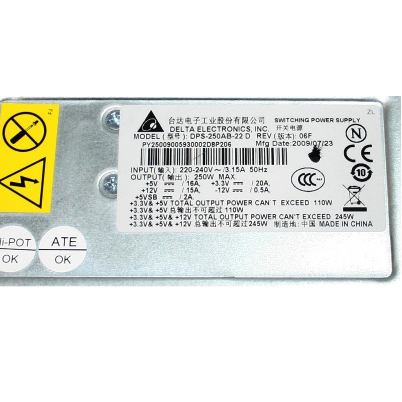 Sursa Delta Electronics 250W DPS-250AB-22D, 4x SATA, 1x MOLEX, 1x ...