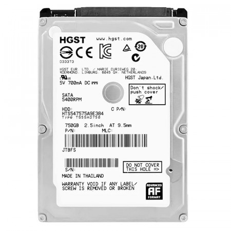 Hard Disk 750GB Laptop Hitachi Travelstar HTS547575A9E384, SATA II, 5400 rpm, Buffer 8MB