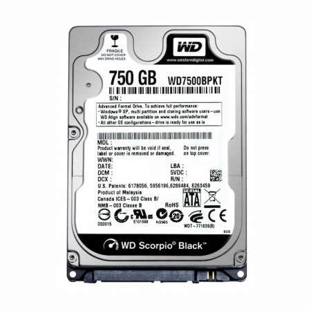 Hard disk Laptop 750GB Western Digital Black WD7500BPKT, SATA II, Buffer 16MB, 7200rpm
