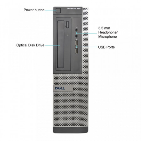 Calculator DELL 390 DT, Intel Core i3 2120 3.3GHz, 4GB DDR3, 250GB, nVIDIA GT 605 1GB DDR3, DVI, DisplayPort, DVD-RW
