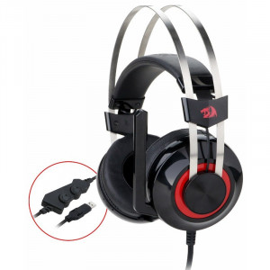 Casti Gaming Redragon Talos Black, Sunet surround 7.1, Telecomanda pe fir, USB, Difuzoare 40mm, Impedanta 16Ohm