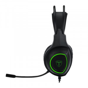 Casti Gaming T-DAGGER Atlas Black, Stereo, Iluminare verde, 2x Jack 3.5mm, TRS, Difuzoare 40mm, Cablu 1.95m