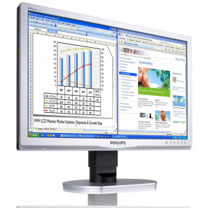 Monitor LCD Philips 24" 240B1CS/00, Grad A, 5ms, 1920x1200, DVI, VGA, Cabluri incluse
