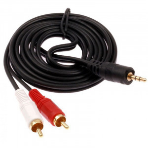 Cablu Audio DeTech Jack 3.5mm male - 2x RCA male, Calitate superioara, 5m