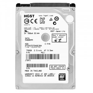 Hard Disk 750GB Laptop Hitachi Travelstar HTS547575A9E384, SATA II, 5400 rpm, Buffer 8MB