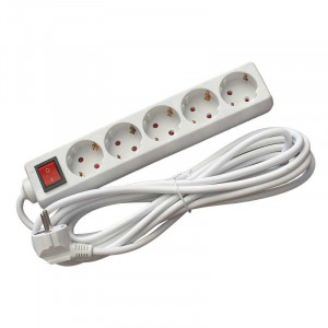 Prelungitor cu 5 prize, lungime 3m, cu intrerupator, 3x1.5mm