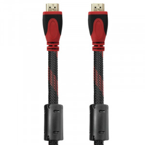 Cablu DeTech HDMI tata - HDMI tata, 1.8m, Impletit, Calitate superioara, Ecranat cu ferita, Contacte aurite