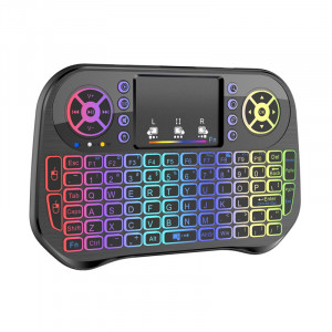 Mini Tastatura Wireless I10, USB 2.4GHz, Bluetooth, Touchpad, Negru