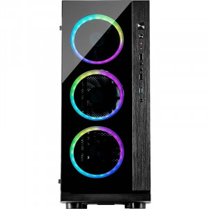 Carcasa Gaming Inter-Tech W-III RGB Black, USB 3.0, Fan controller cu telecomanda, Vent. 3x 120mm LED RGB