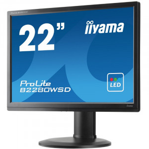 Monitor LCD 22" Iiyama ProLite B2280WSD-B1, Grad A, 1680x1050, 5ms, VGA, DVI, Cabluri incluse