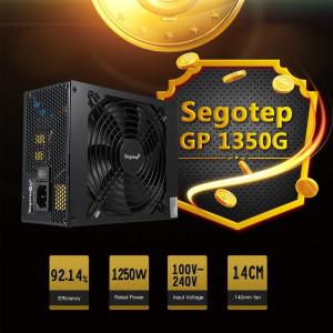 Sursa Minat Segotep GP1350G 1250W Full modulara 7x SATA, 3x Molex, 12x 6+2 pin, Eficienta 90%, PFC activ