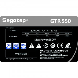 Sursa Segotep GTR-550 550W, 3x SATA, 2x Molex, 2x 6+2 pin, PFC activ