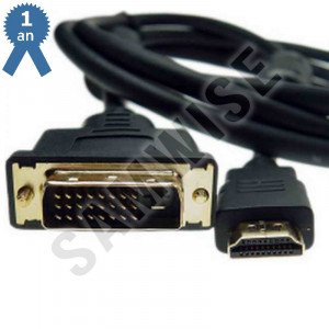 Cablu DeTech HDMI tata - DVI tata, 10m, Calitate superioara, Ferrite, Negru