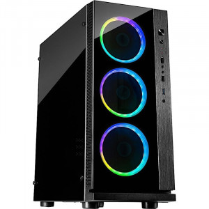 Carcasa Gaming Inter-Tech W-III RGB Black, USB 3.0, Fan controller cu telecomanda, Vent. 3x 120mm LED RGB