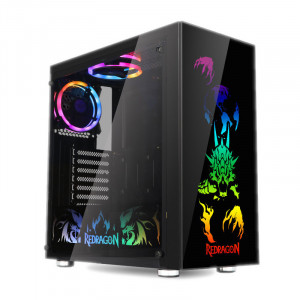 Carcasa Gaming Redragon SteelJaw Pro, MiddleTower, Panou transparent, USB 3.0, 4x 120mm, RGB Led