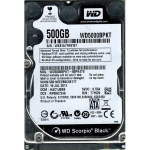 Hard Disk Laptop 500GB WESTERN DIGITAL WD5000BPKT SATA-II 7200RPM 16MB