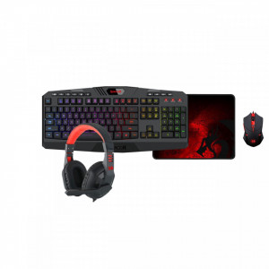 Kit Gaming Redragon S101-BA, Tastatura Harpe PRO RGB, Mouse Centrophorus, Casti Garuda, Mouse pad Archelon M