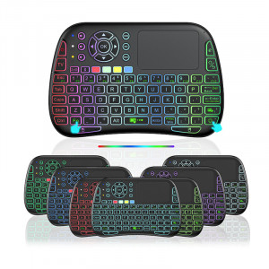 Mini Tastatura Wireless I10, USB 2.4GHz, Bluetooth, Touchpad, Negru
