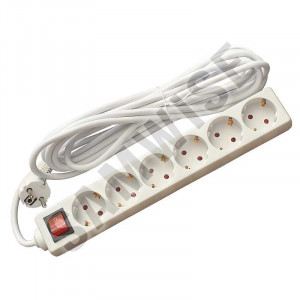 Prelungitor cu 6 prize, lungime 10m, cu intrerupator, 3x1.5mm