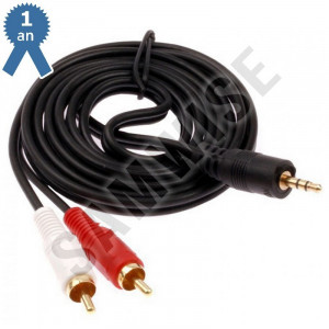 Cablu Audio DeTech Jack 3.5mm male - 2x RCA male, Calitate superioara, 3m