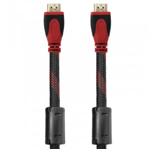 Cablu DeTech HDMI tata - HDMI tata, 3m, Impletit, Calitate superioara, Ecranat cu ferita, Contacte aurite