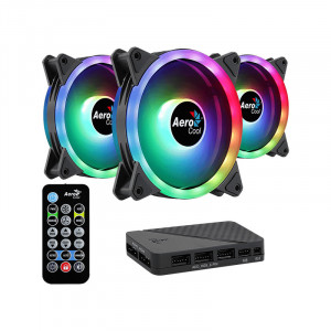 Ventilator Aerocool Duo 12 Pro ARGB 120mm Three Fan Pack cu controller H66F