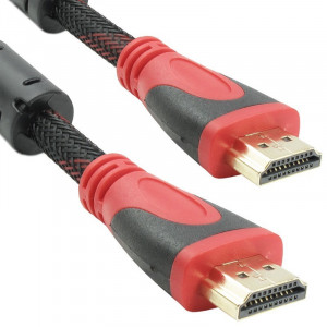 Cablu DeTech HDMI tata - HDMI tata, 5m, Impletit, Calitate superioara, Ecranat cu ferita, Contacte aurite