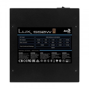 Sursa Aerocool 550W LUX, 4x SATA, 2x Molex, 1x 6+2 pin PCI-E, 80+ Bronze, PFC activ