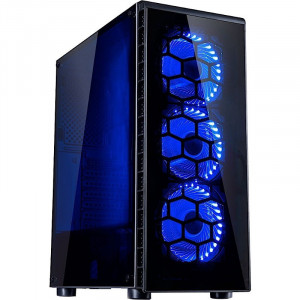 Carcasa Inter-Tech CXC2 Black, USB 3.0, Vent. incluse 3x 120mm LED Albastru