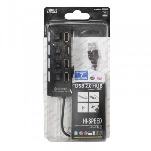 Hub USB 2.0, 4 porturi, negru