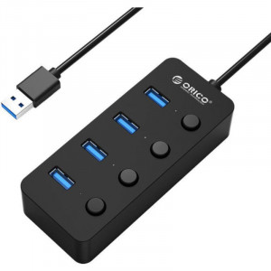 Hub USB Orico W9PH4-U3 V1, 4 porturi, USB 3.0, negru