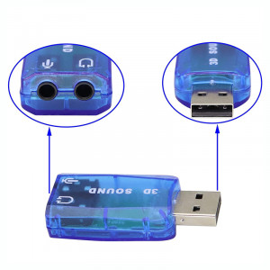 PLACA SUNET USB BLUE / TRANSPARENT, 5.1, 3D Sound
